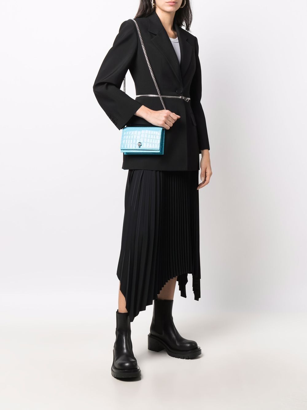 Alexander McQueen crocodile-effect leather satchel bag