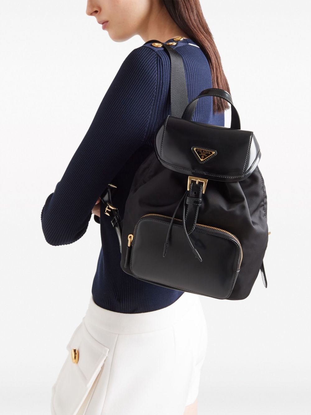 Pra*a logo-plaque panelled backpack