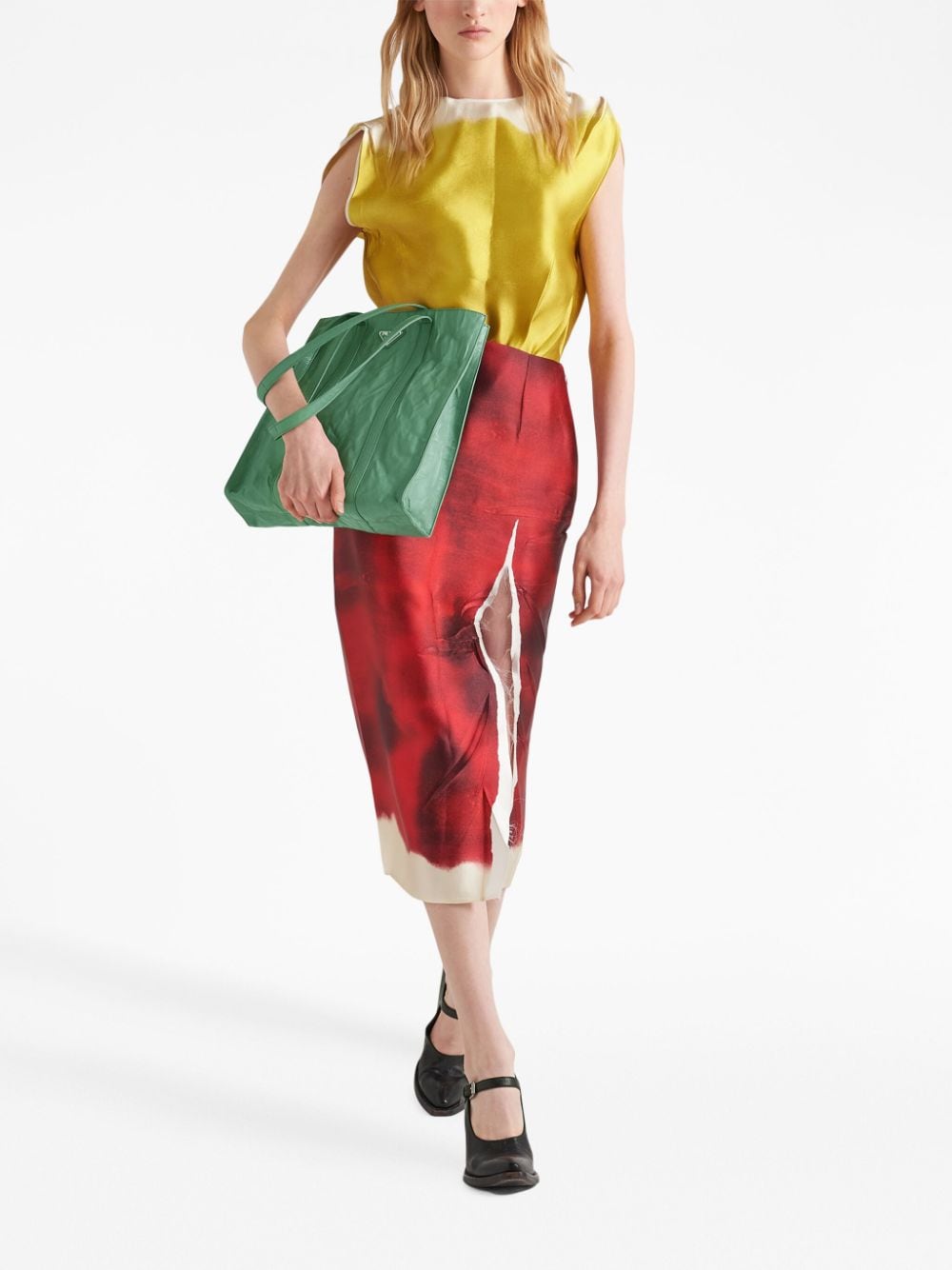 Pra*a small antique nappa leather tote