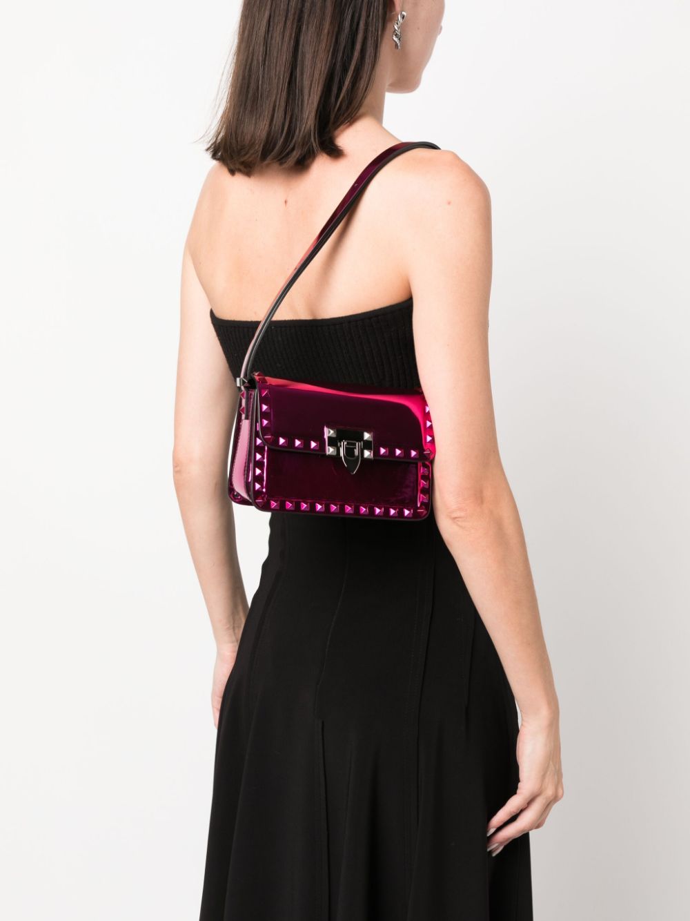 Valentino Garavani Rockstud-embellished patent leather shoulder bag