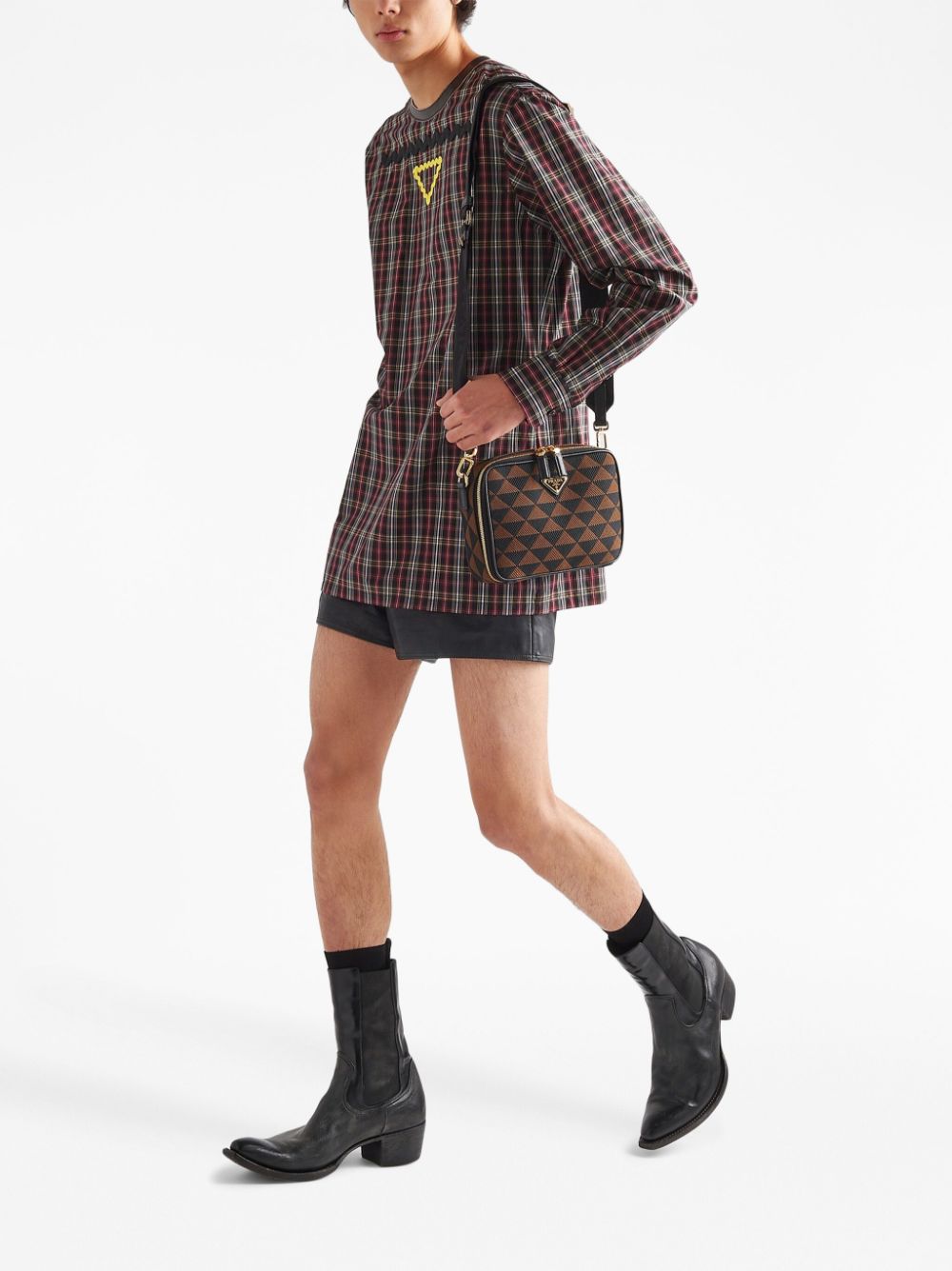 Pra*a symbole embroidered messenger bag