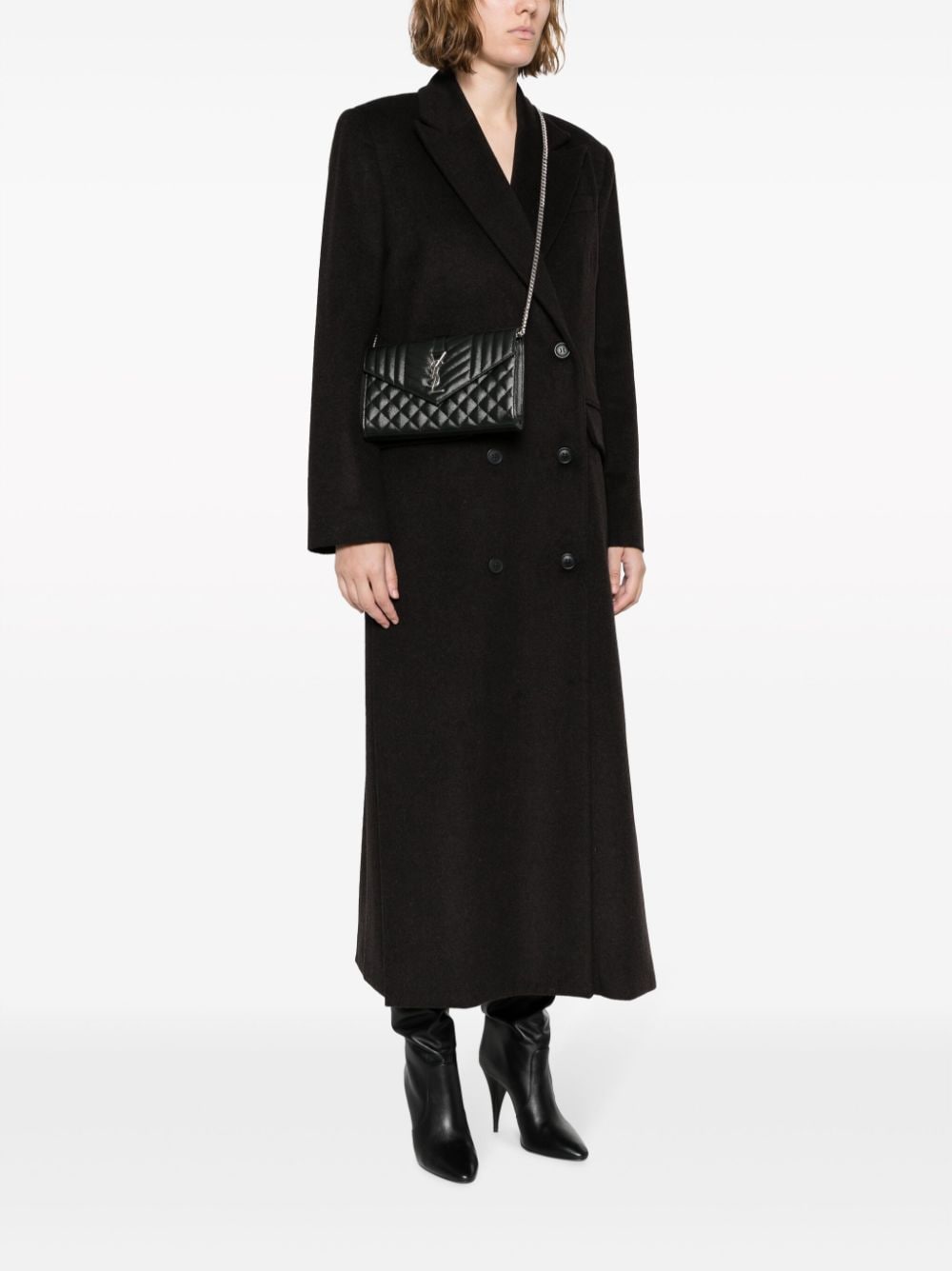 Saint Laurent logo-plaque quilted clutch bag