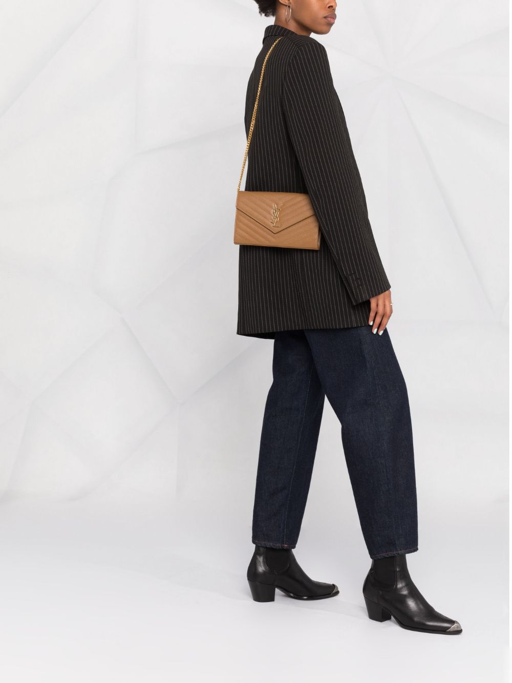 Saint Laurent logo plaque matelassé clutch