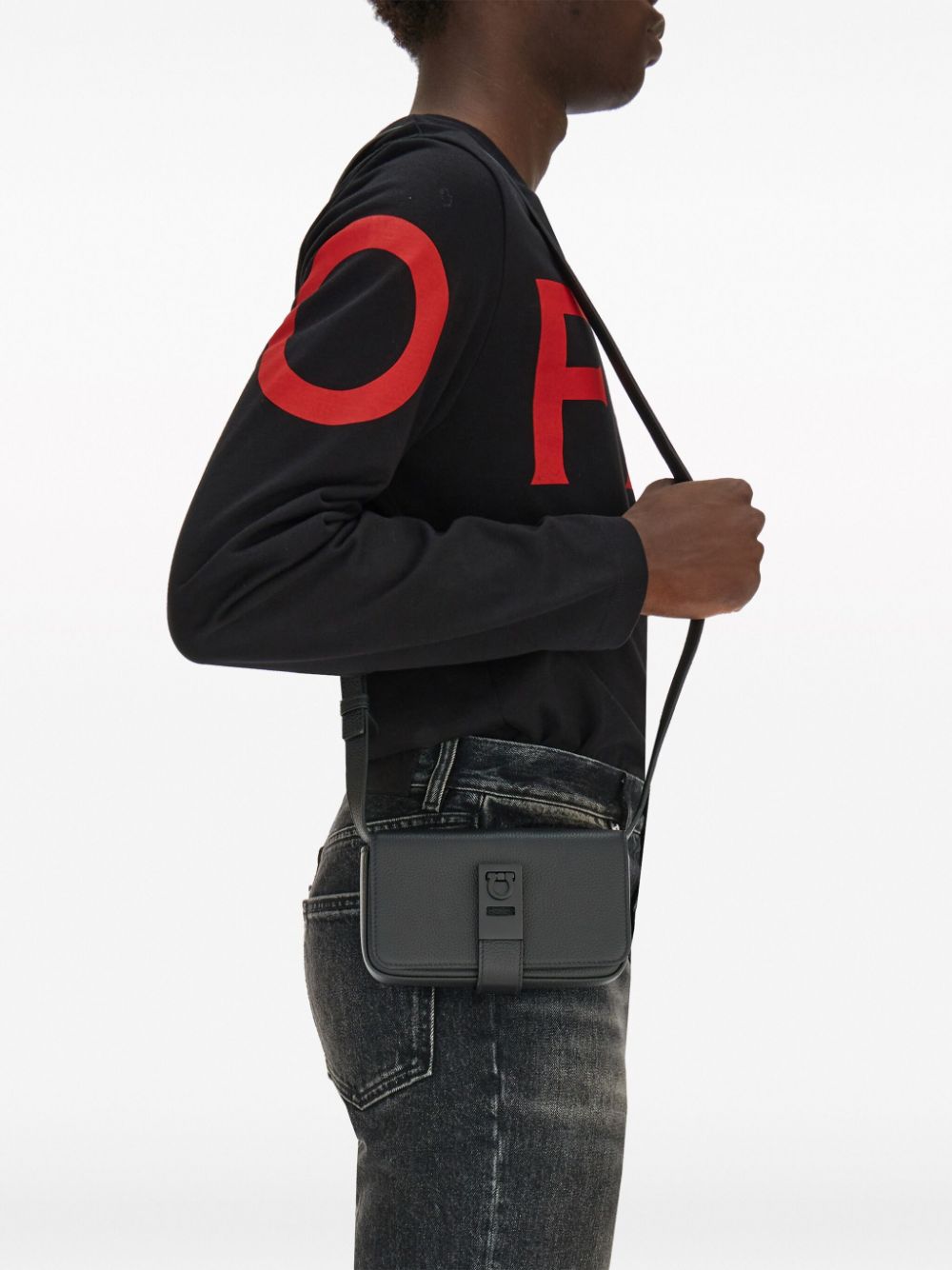 Ferragamo Gancini-plaque leather crossbody bag