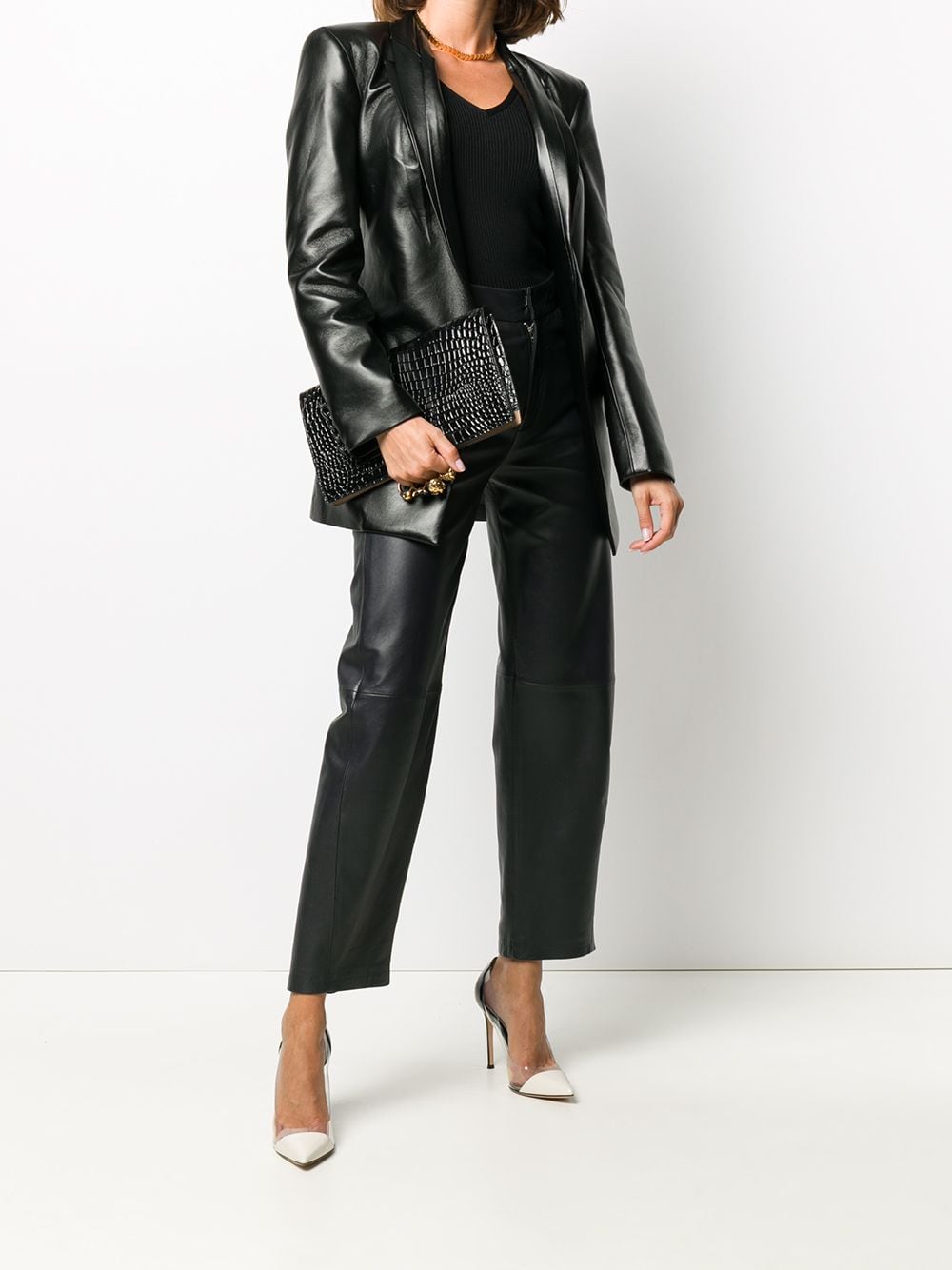 Alexander McQueen Four Ring embossed clutch bag