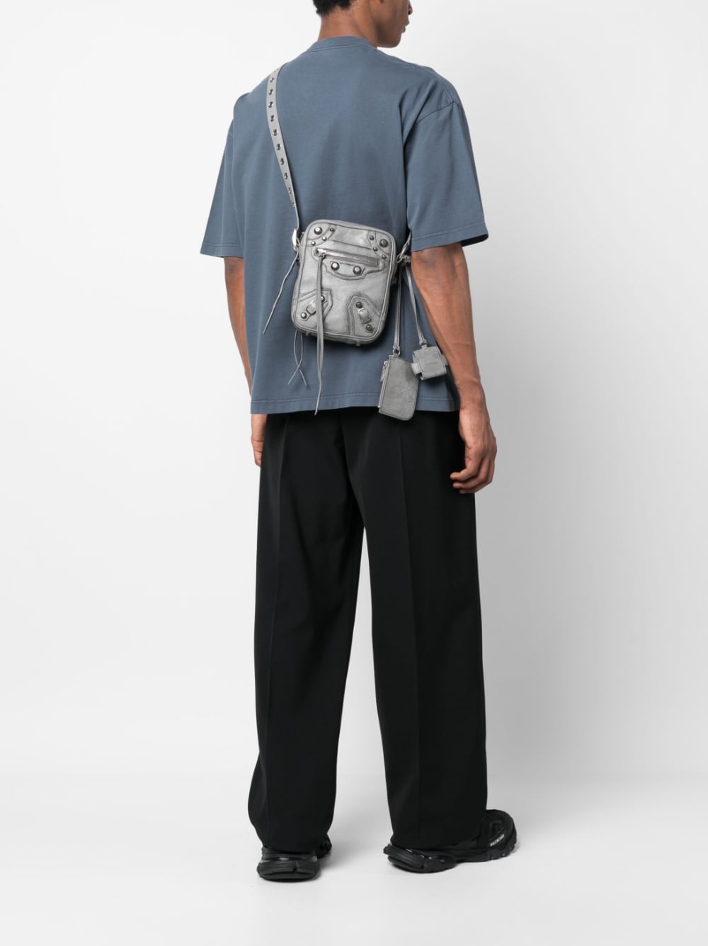 Ba*len*cia*ga le cagole cracked leather messenger bag