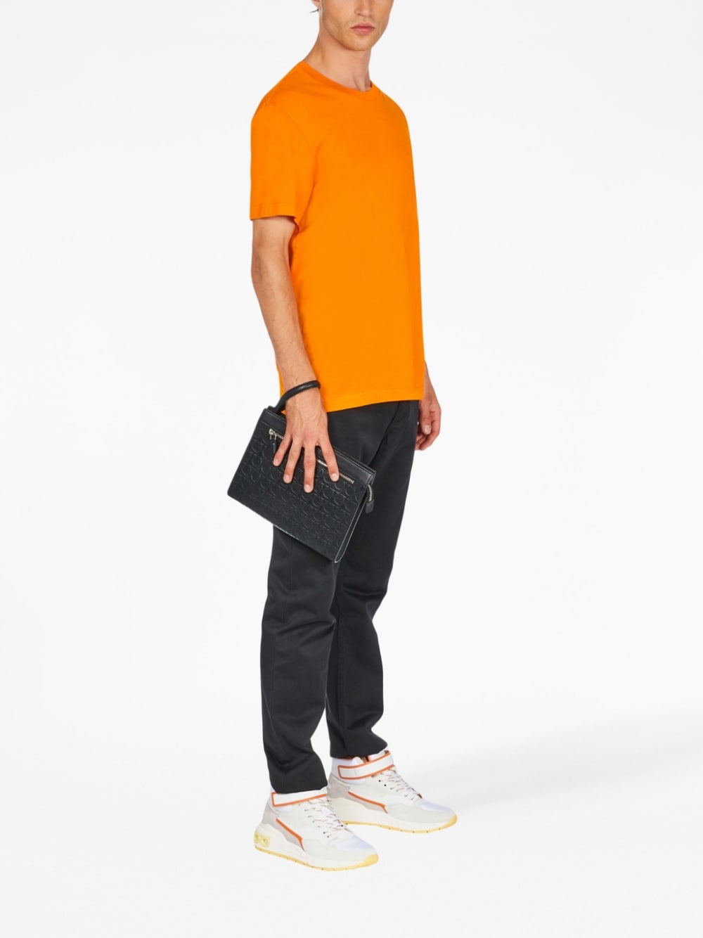 Ferragamo Gancini embossed zipped clutch