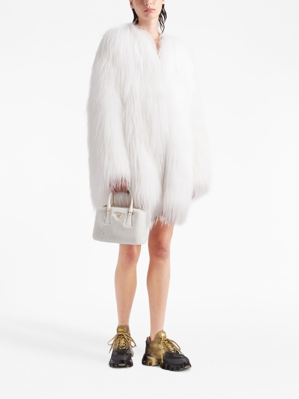 Pra*a galleria shearling mini bag