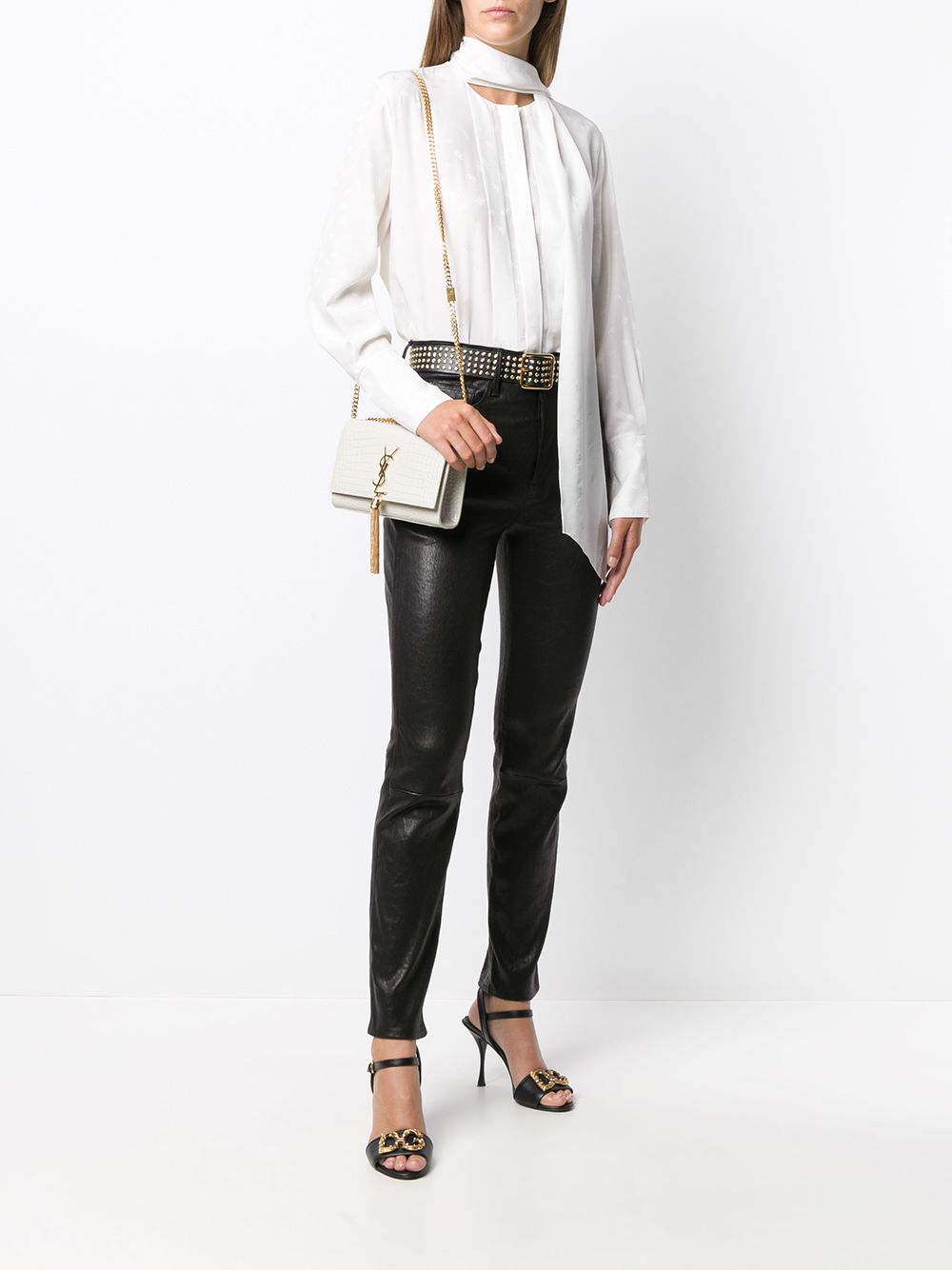 Saint Laurent Kate croc embossed shoulder bag