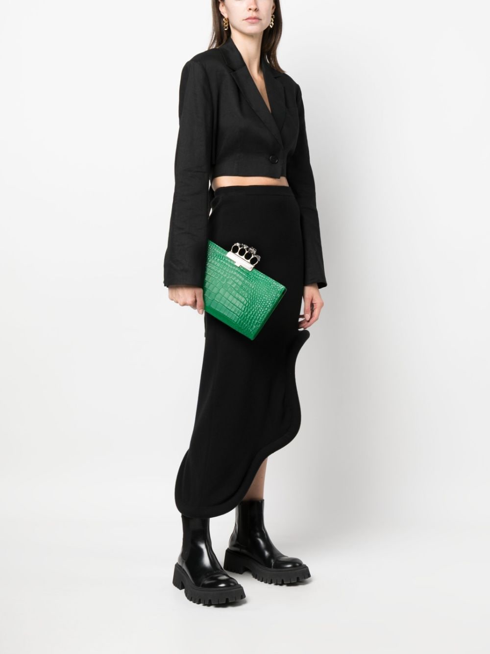 Alexander McQueen Jewelled crocodile-embossed clutch bag