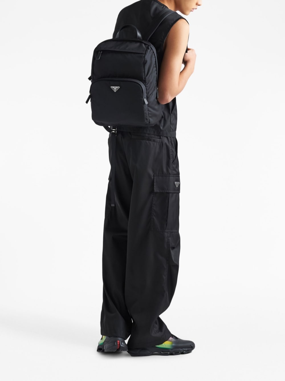 Pra*a triangle-logo zipped backpack