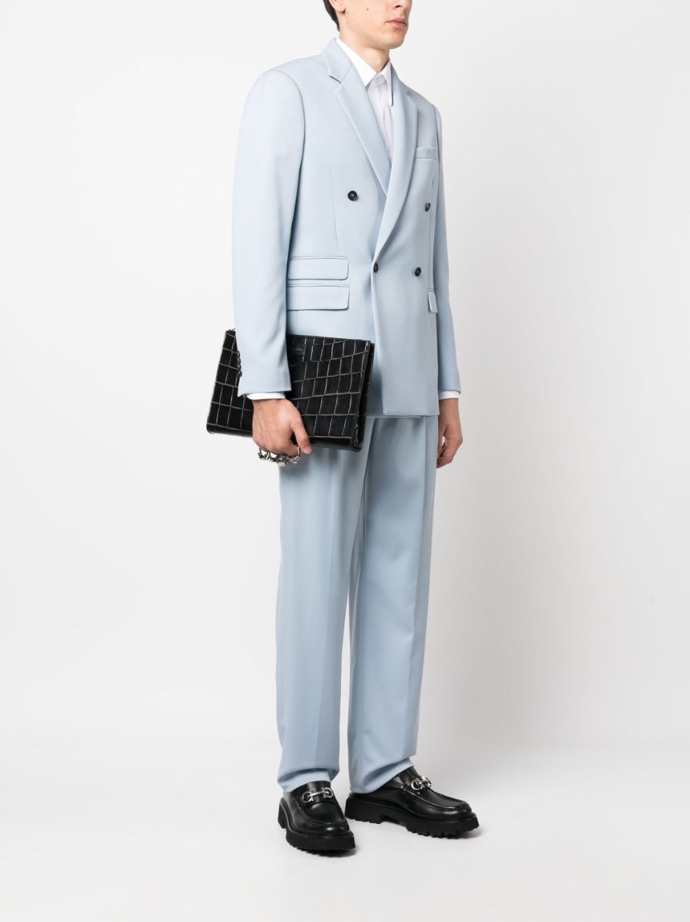 Alexander McQueen Four Ring crocodile-effect clutch bag