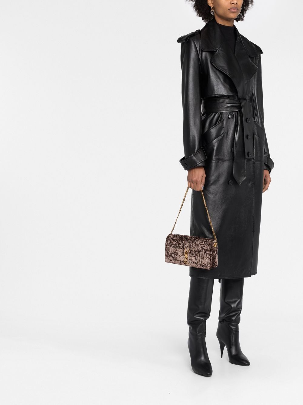 Saint Laurent Kate crushed velvet shoulder bag