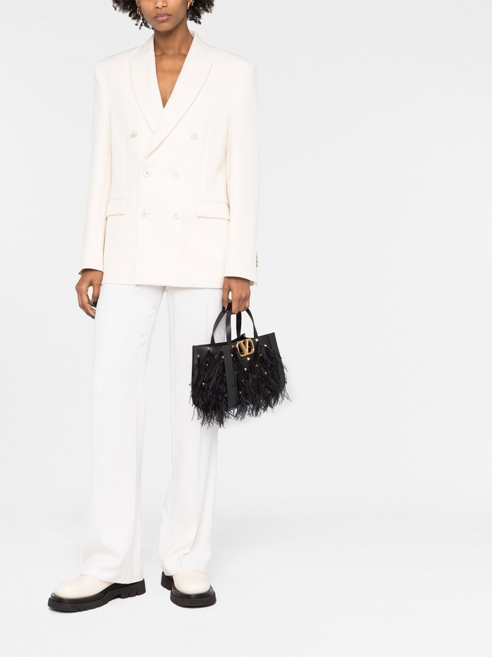 Valentino Garavani feather-embellished VLogo tote bag
