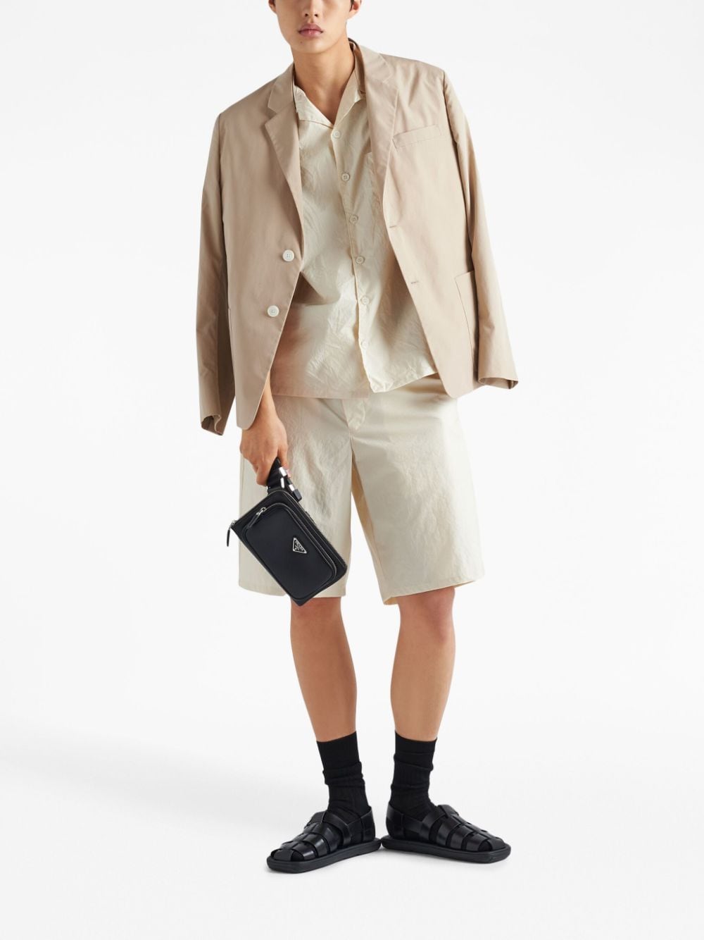 Pra*a logo-plaque leather shoulder bag