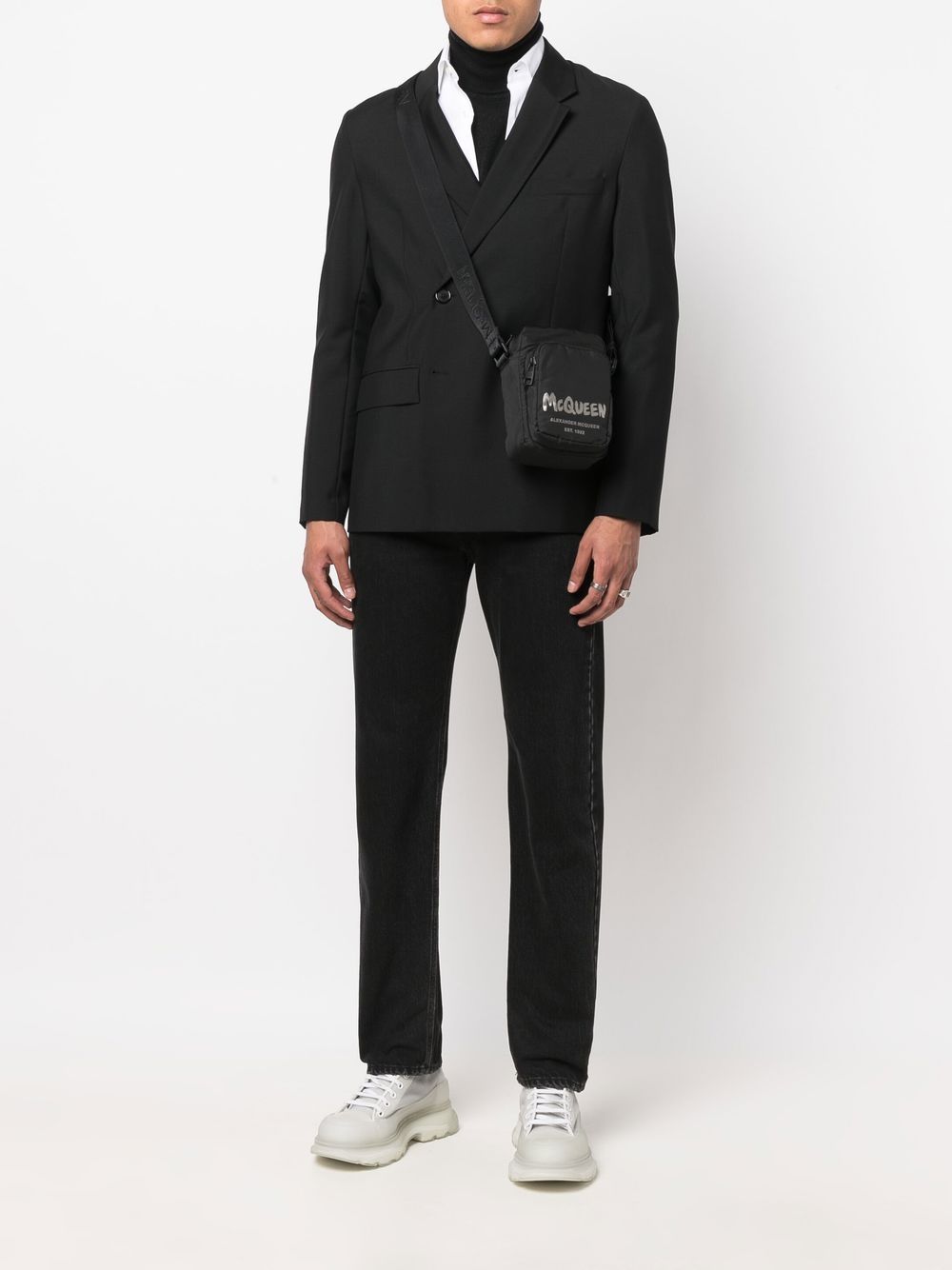 Alexander McQueen graffiti logo-print messenger bag