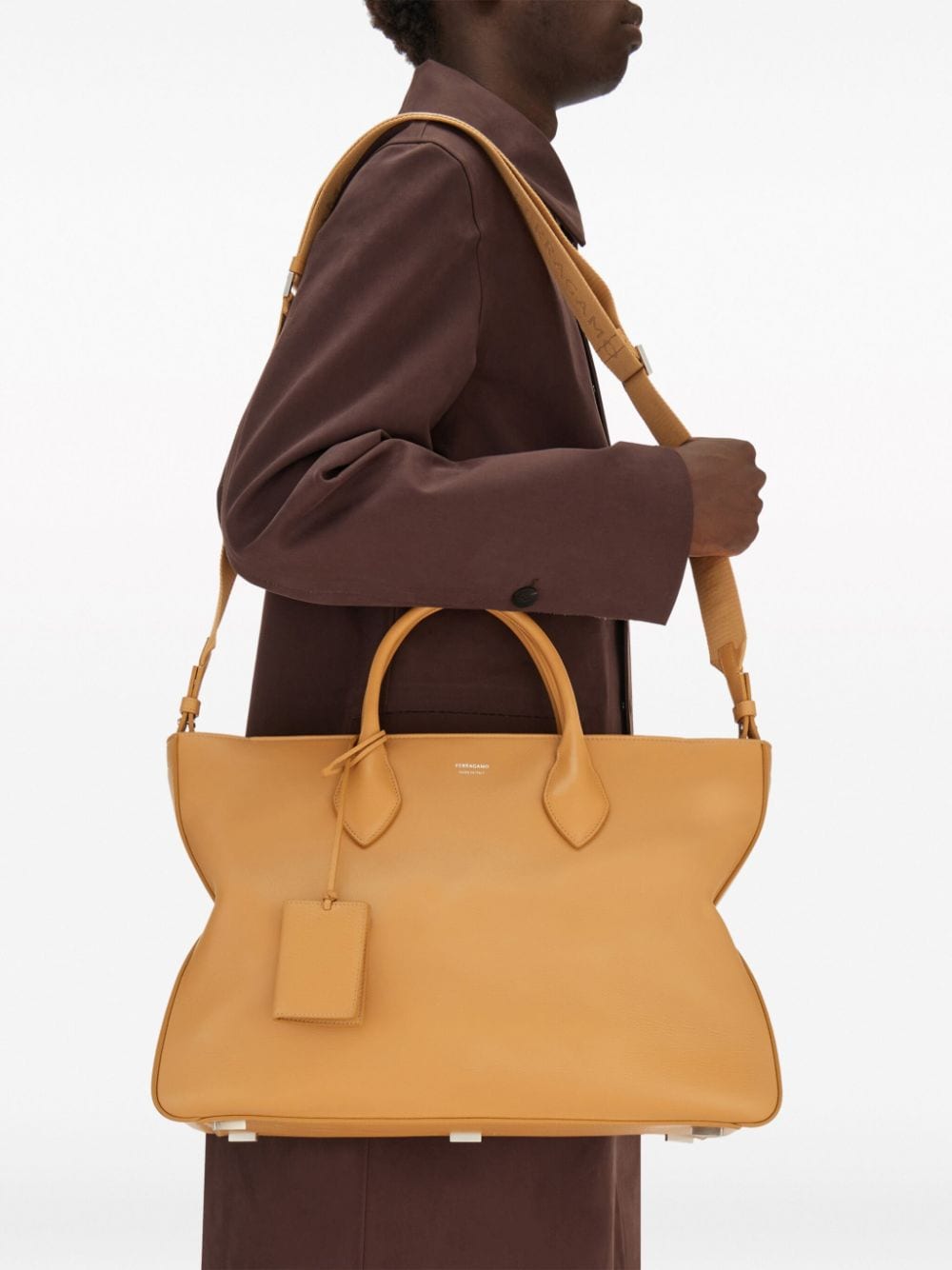 Ferragamo logo-print leather tote bag