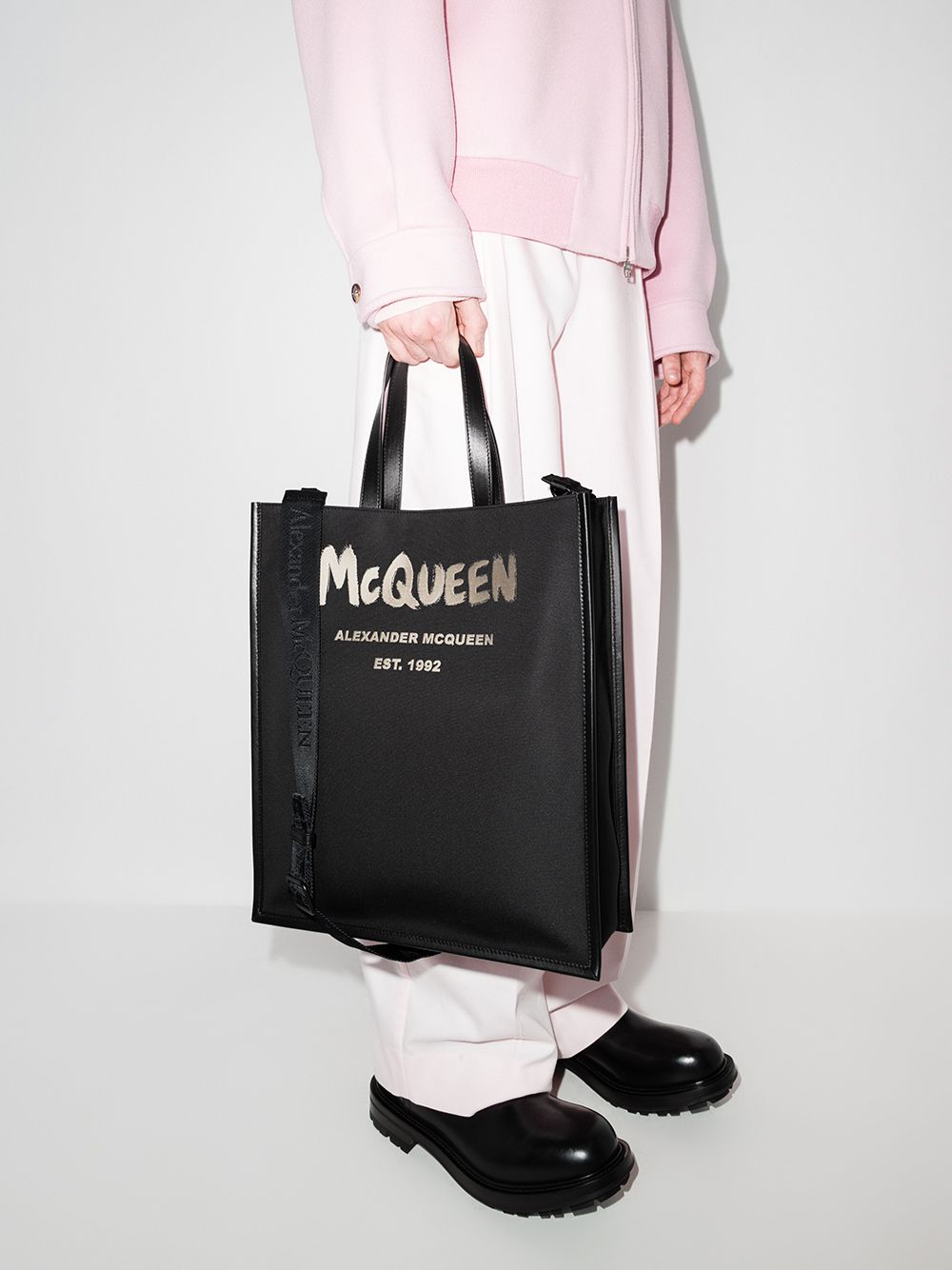 Alexander McQueen brushed logo tote bag