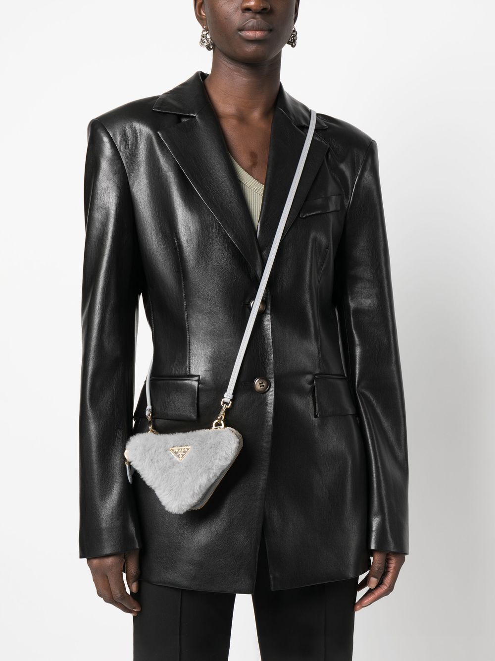 Pra*a mini shearling crossbody bag