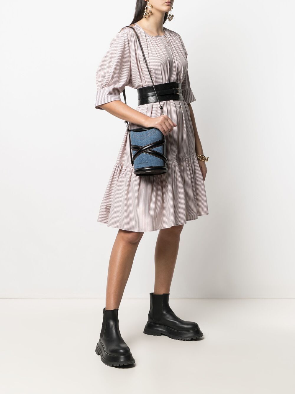 Alexander McQueen The Curve denim bucket bag