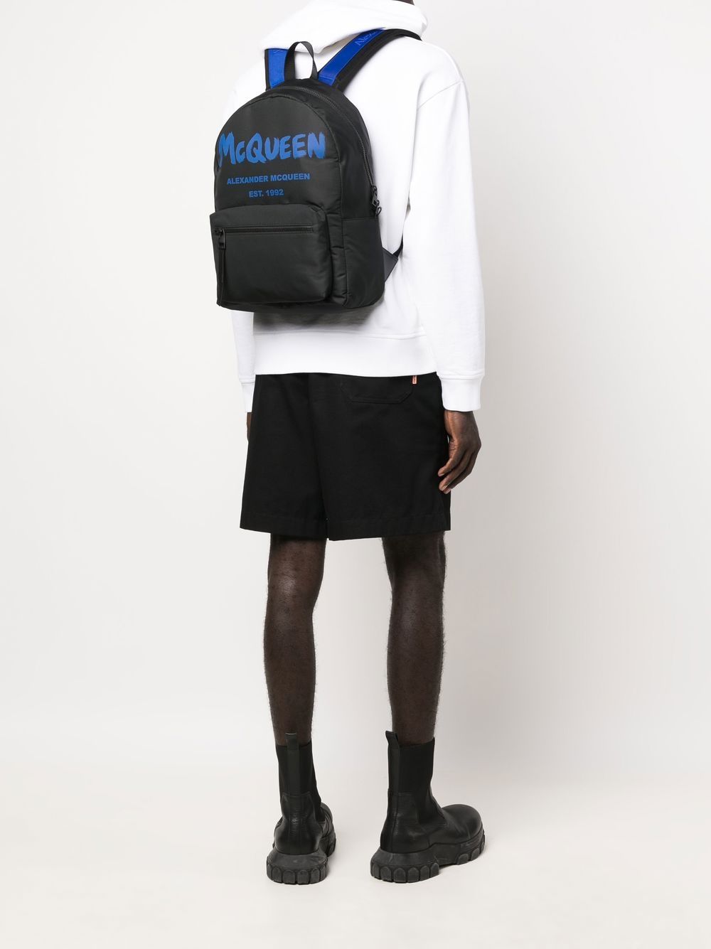 Alexander McQueen logo-print two-tone backpack