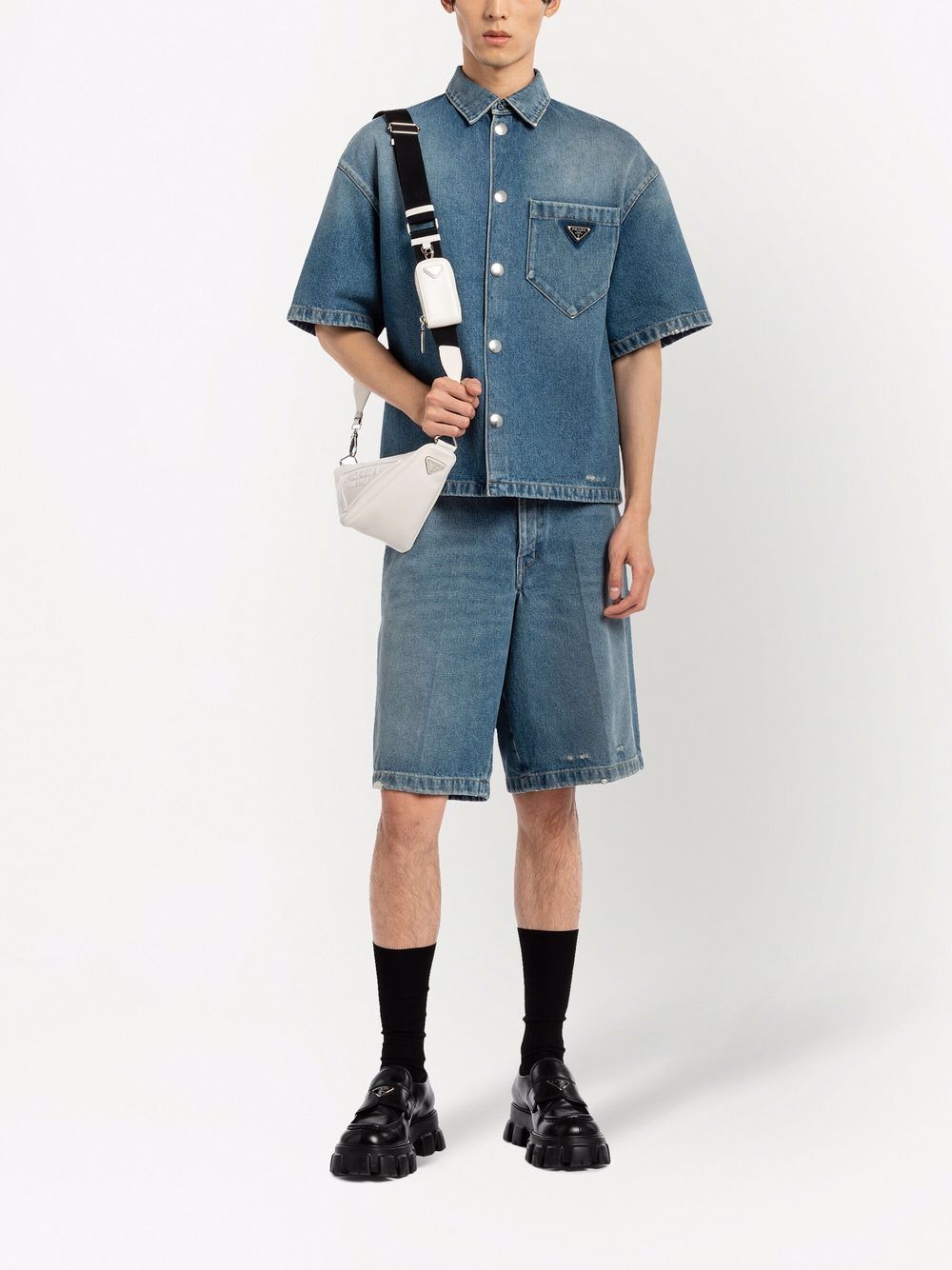 Pra*a logo plaque shoulder bag