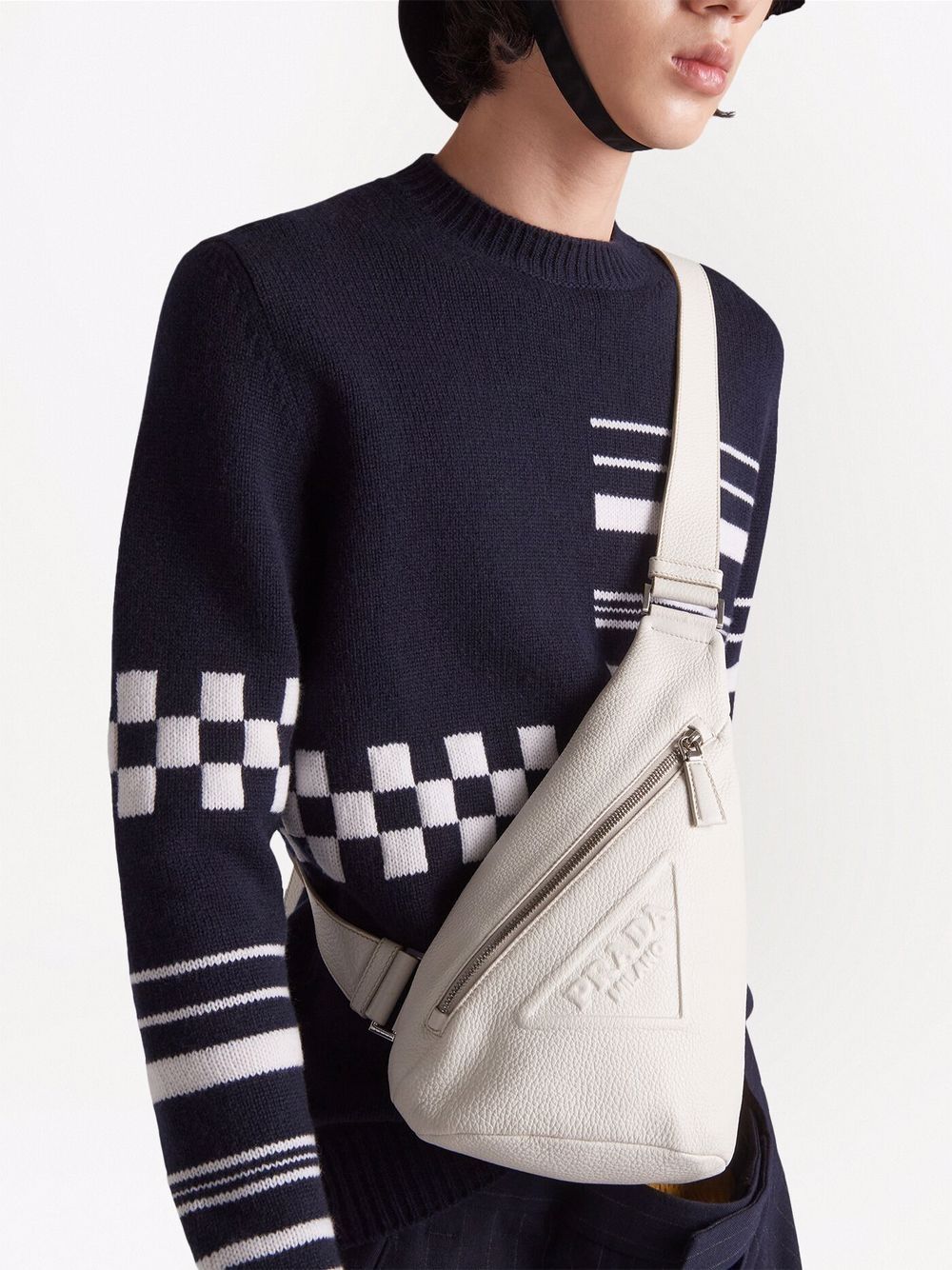 Pra*a logo-embossed cross backpack