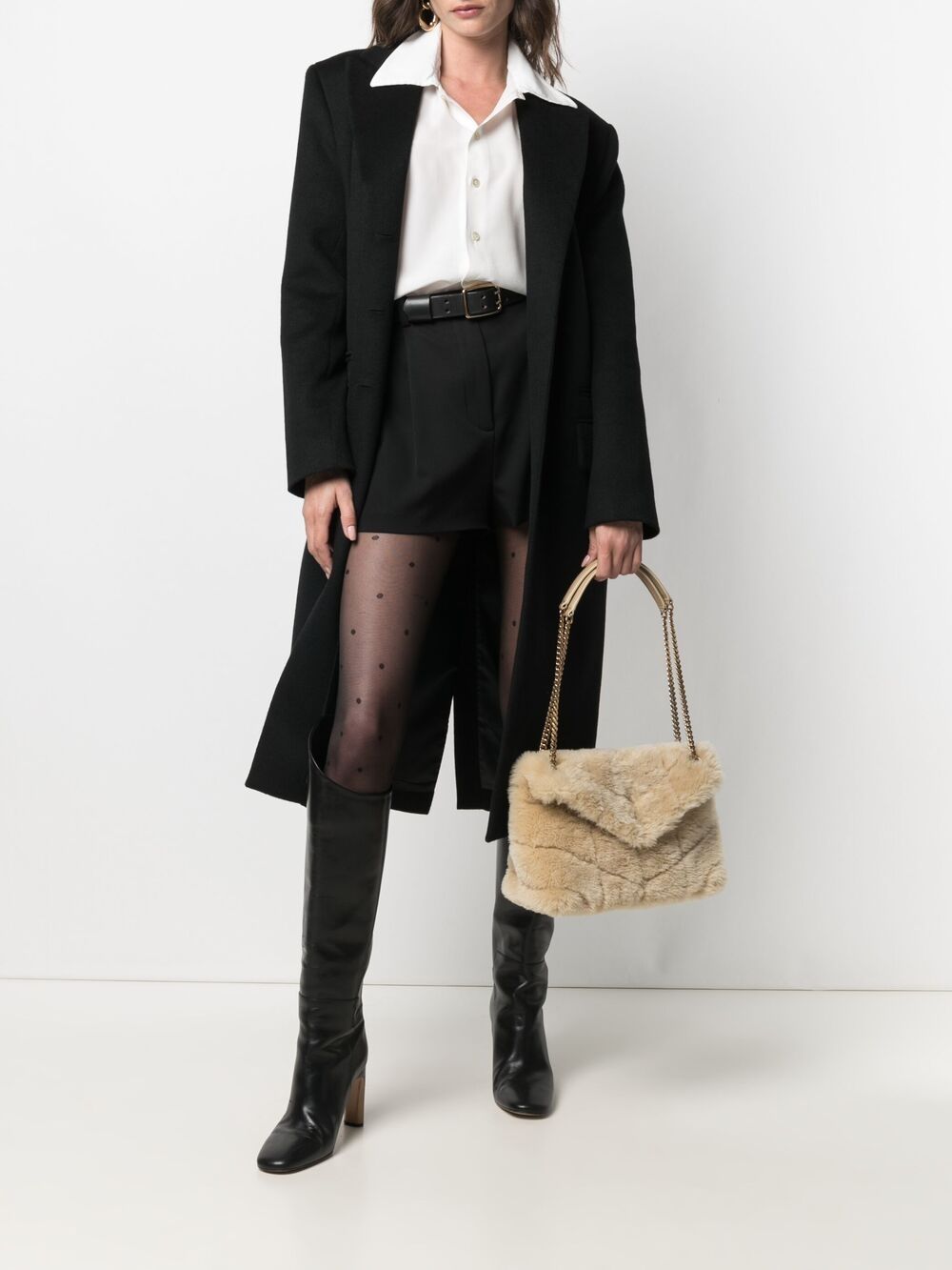 Saint Laurent small Loulou Puffer shearling shoulder bag