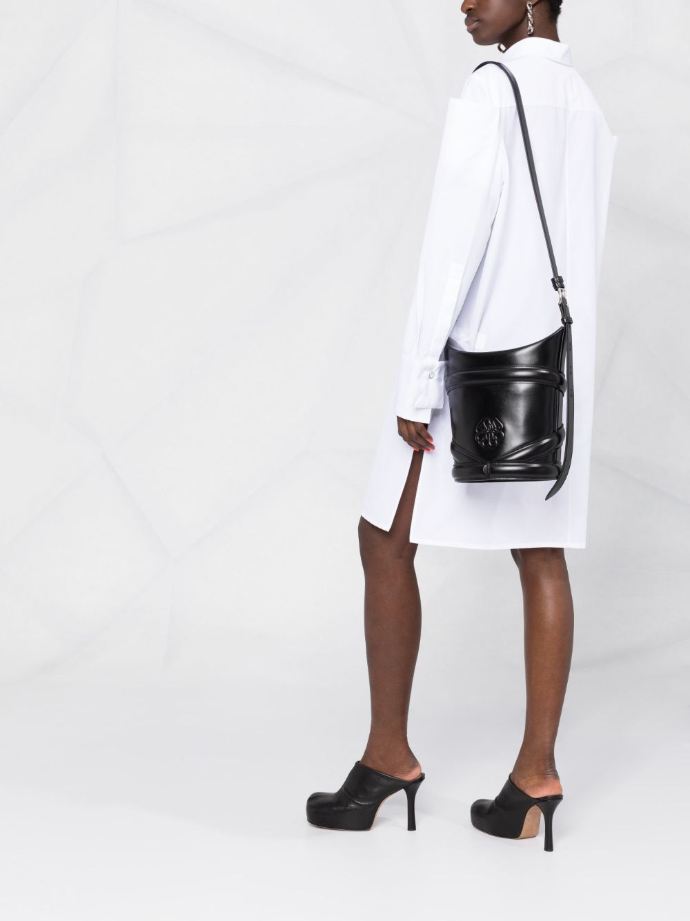 Alexander McQueen embossed-logo bucket bag