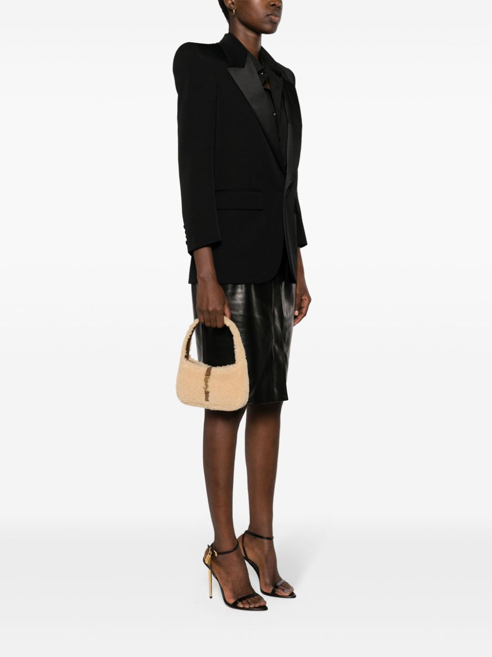 Saint Laurent mini Le 5 à 7 shearling tote bag