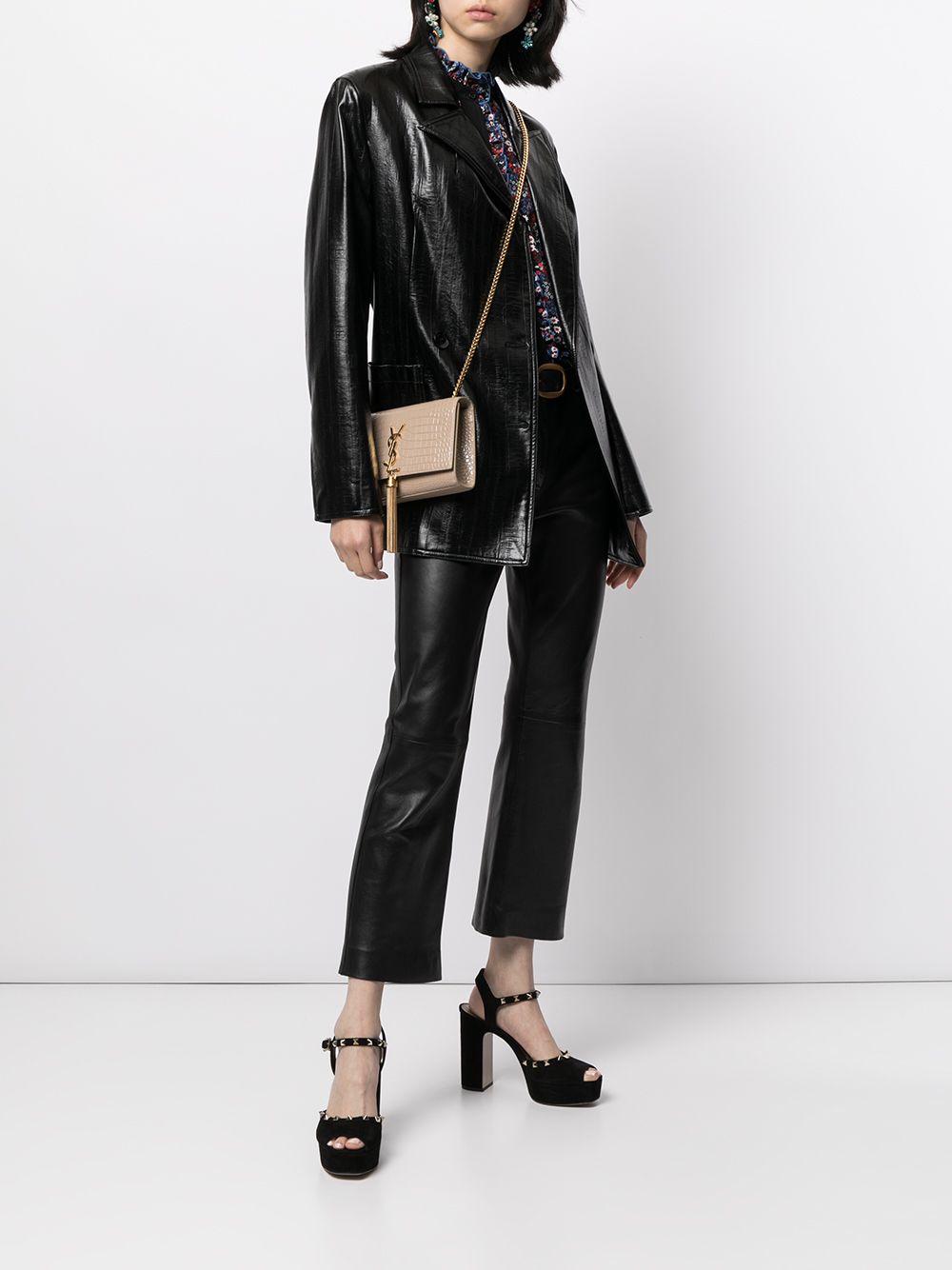 Saint Laurent small Kate croc-effect crossbody bag