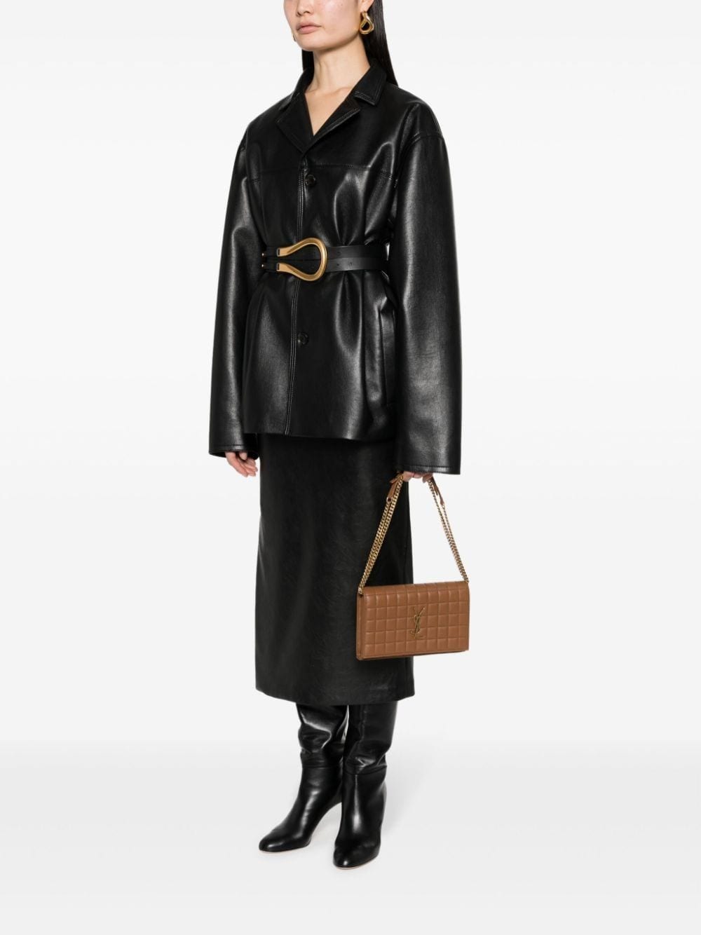 Saint Laurent Cassandre Matelassé logo-plaque clutch bag