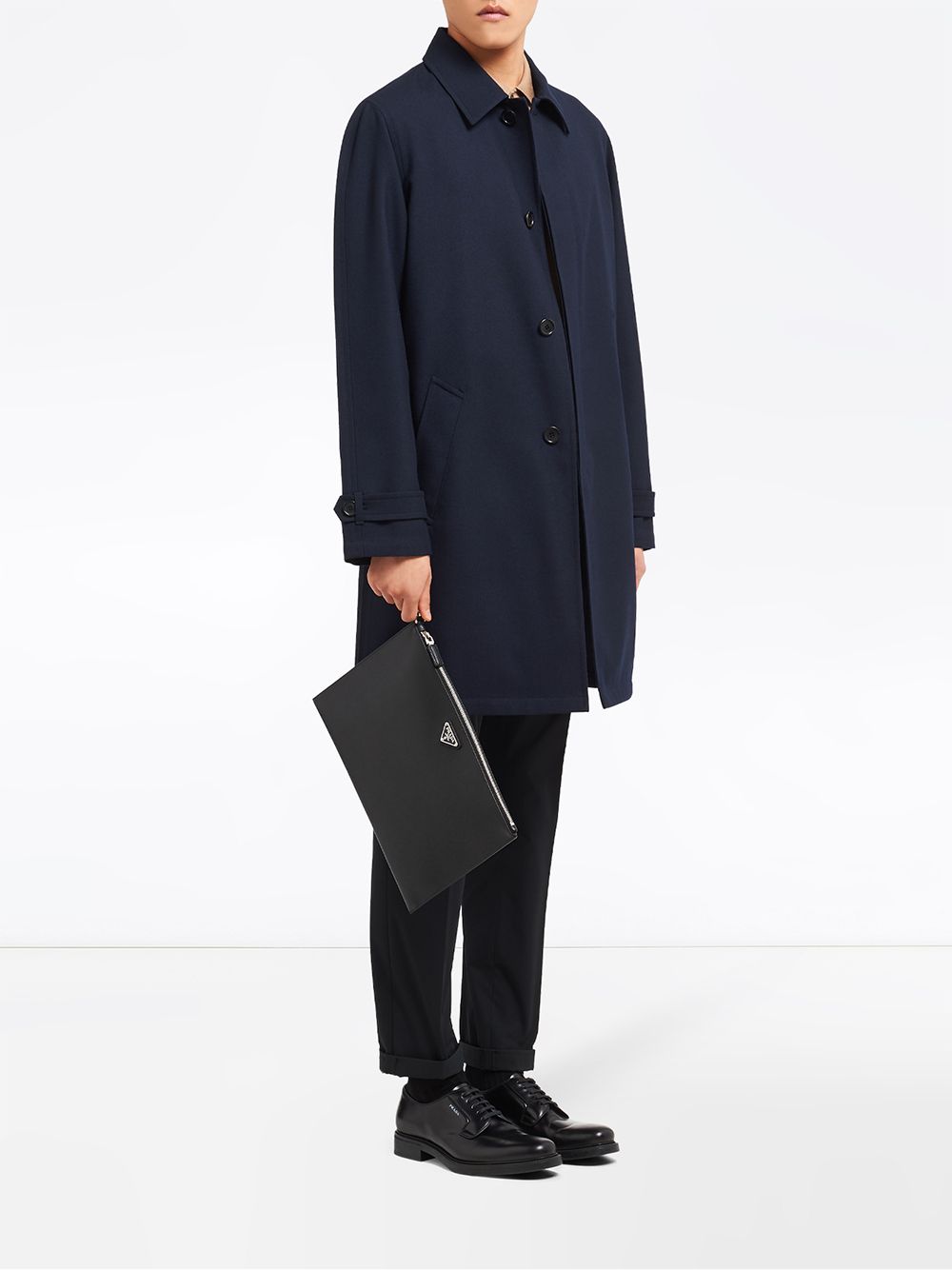 Pra*a logo plaque saffiano pouch