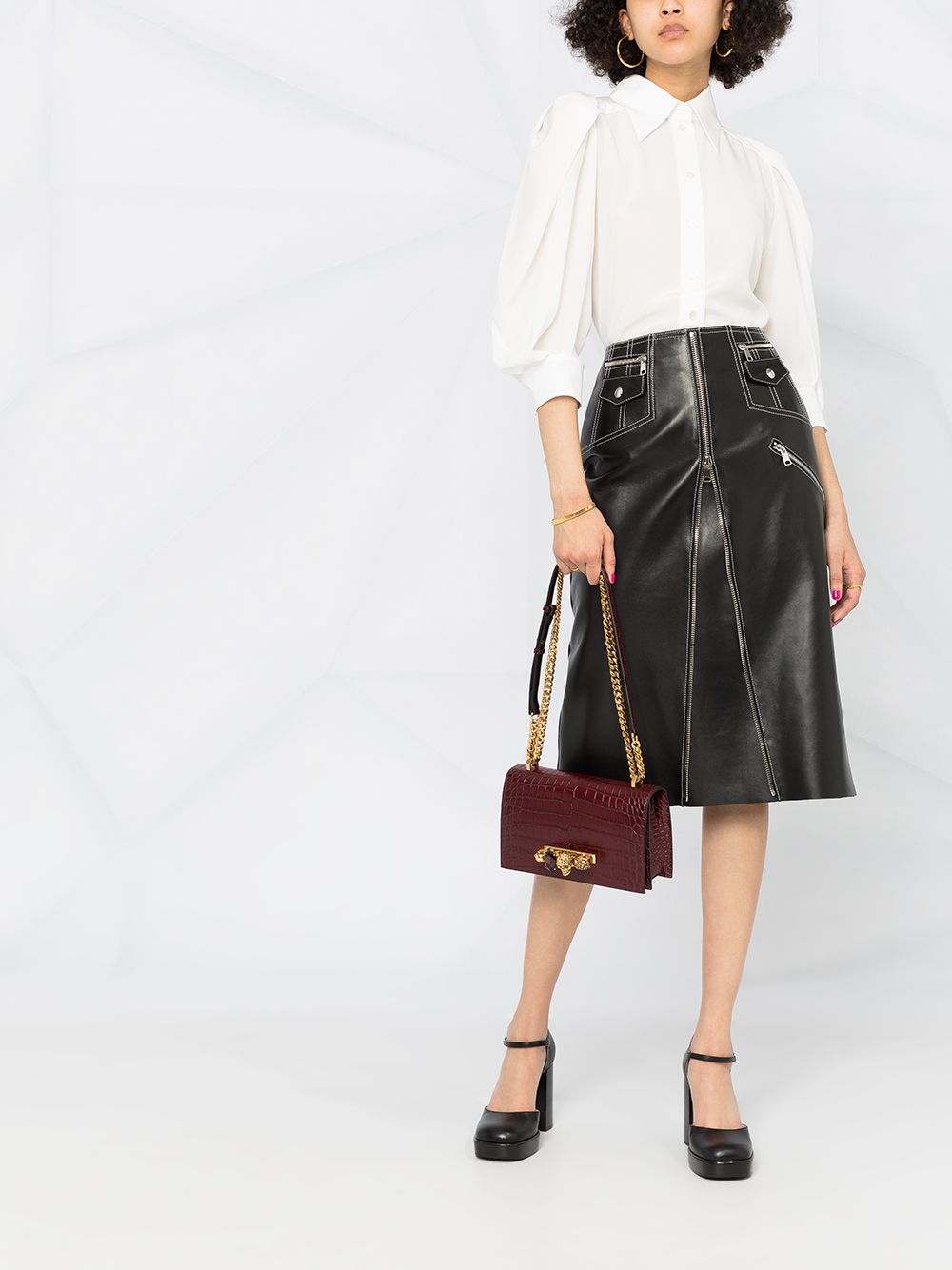 Alexander McQueen Jewelled crocodile-effect satchel