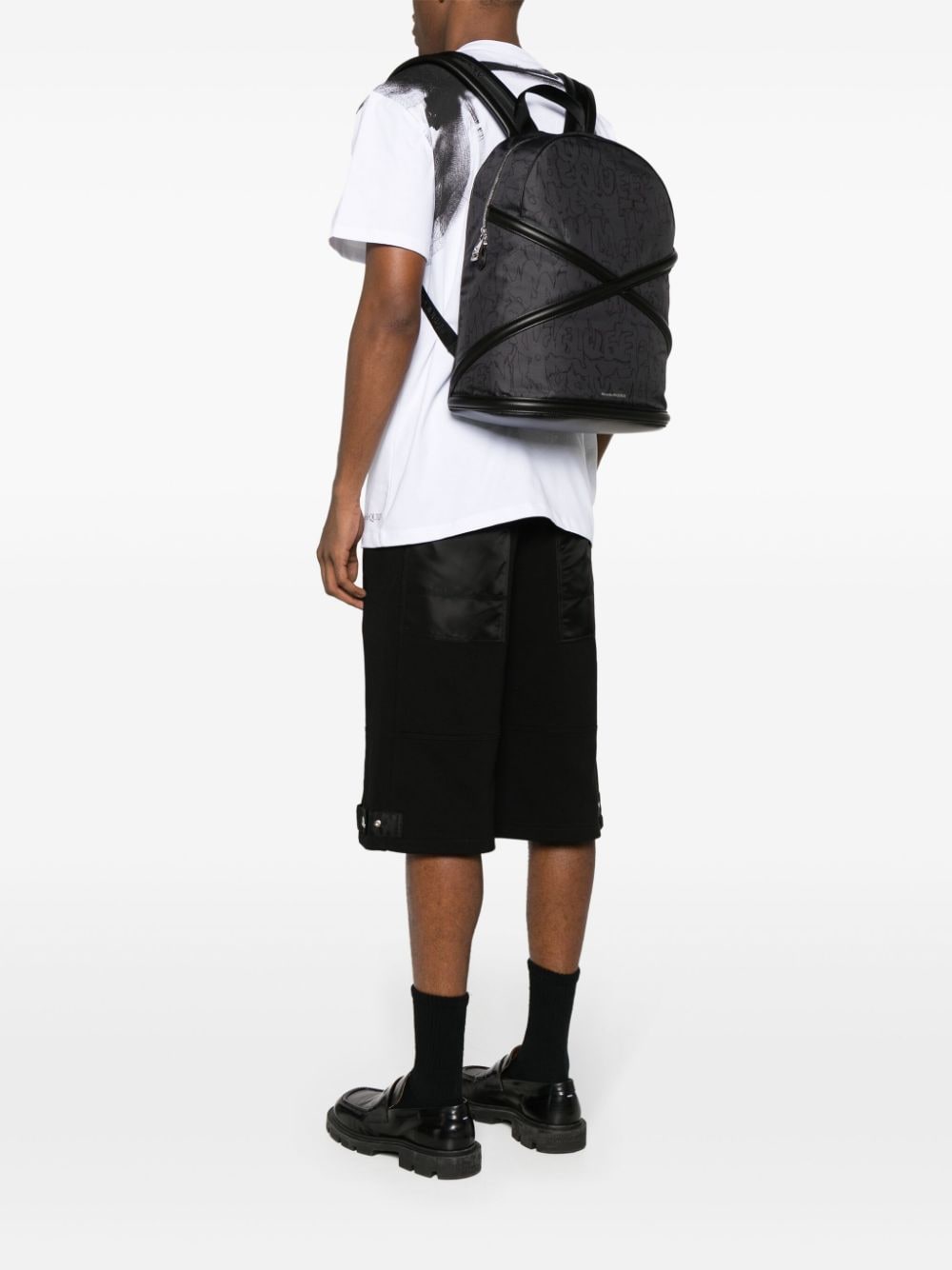 Alexander McQueen crossover-straps logo-print backpack