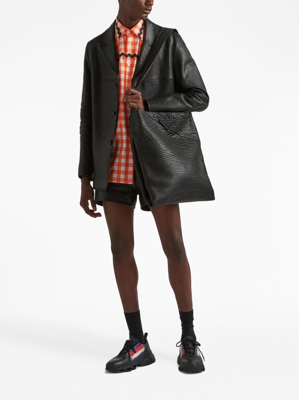 Pra*a grained leather tote bag