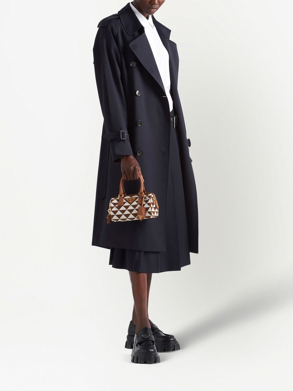 Pra*a symbole embroidered top-handle bag