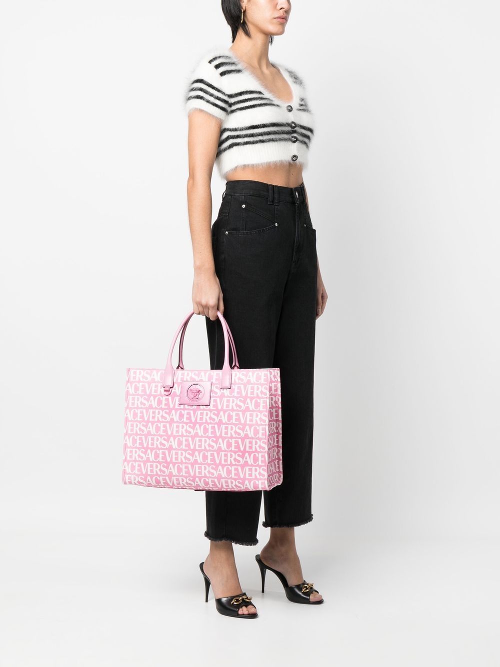 Versace all-over logo-print tote bag