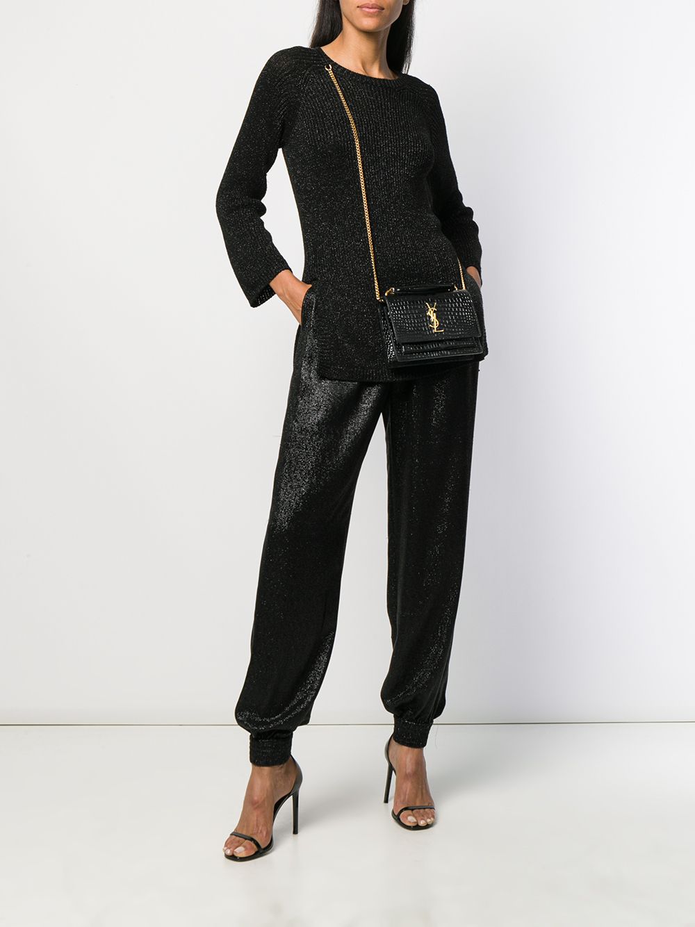 Saint Laurent Sunset crocodile-embossed mini bag