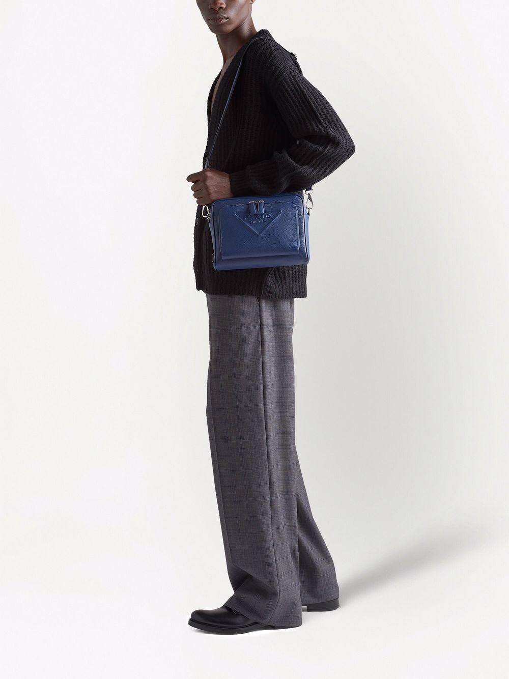 Pra*a logo-embossed saffiano leather bag