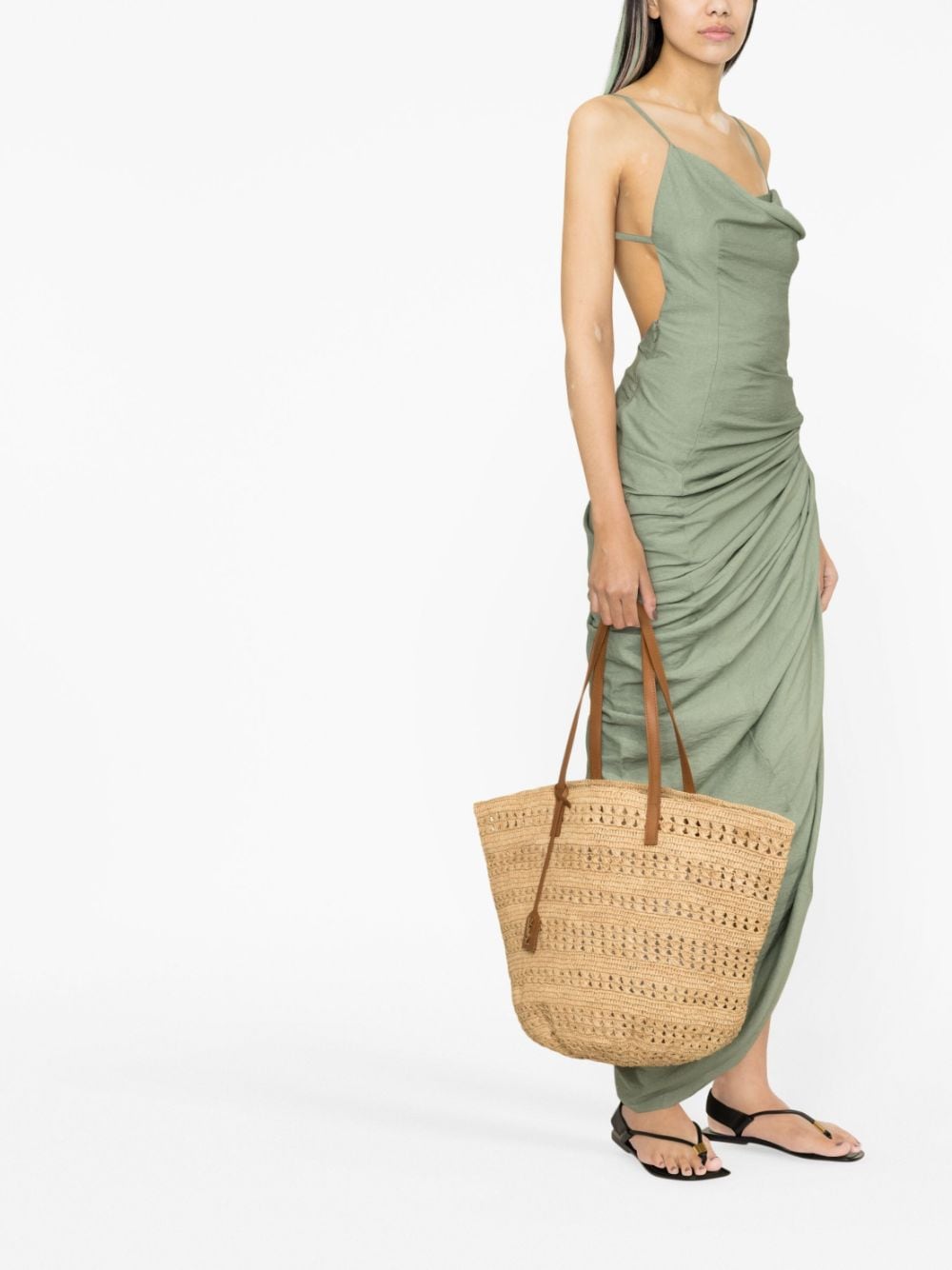 Saint Laurent interwoven raffia tote