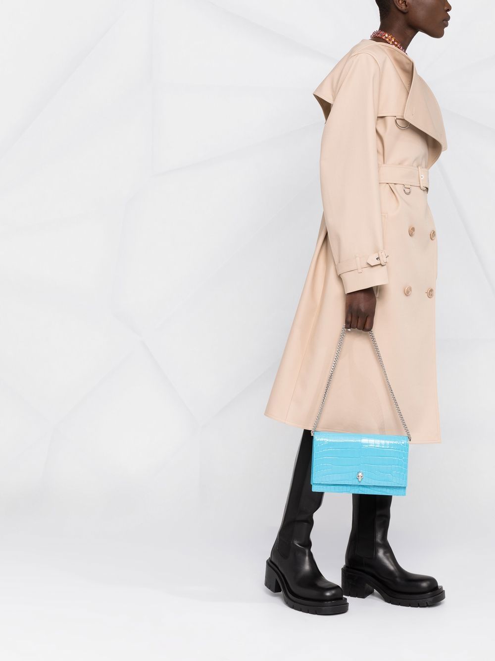 Alexander McQueen Skull logo croc-effect bag