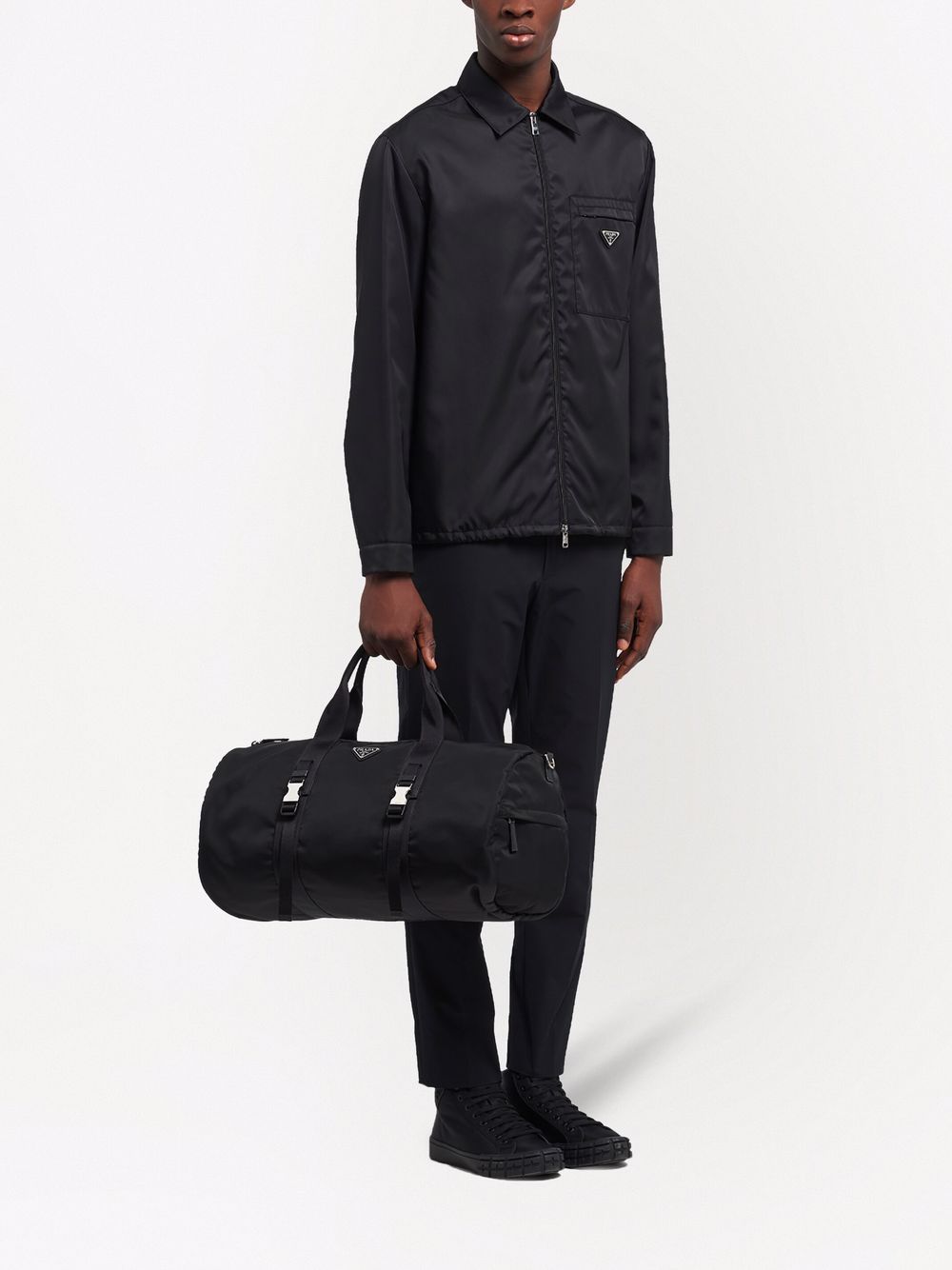 Pra*a triangle-logo duffle bag