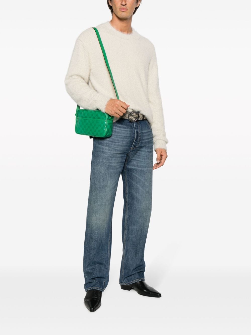 G*u*i interlocking g-logo leather shoulder bag