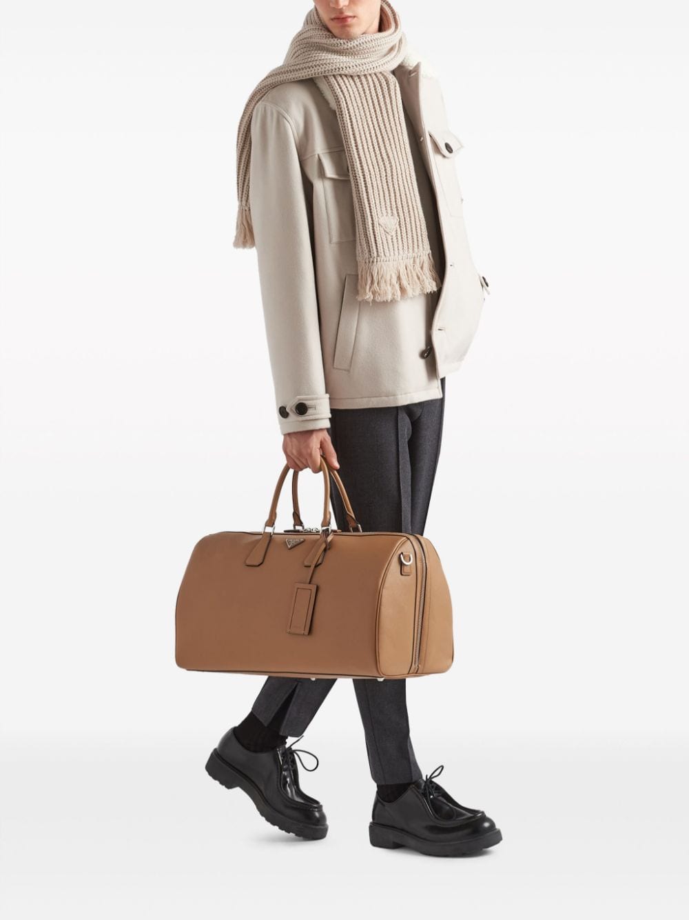 Pra*a triangle-logo leather bag