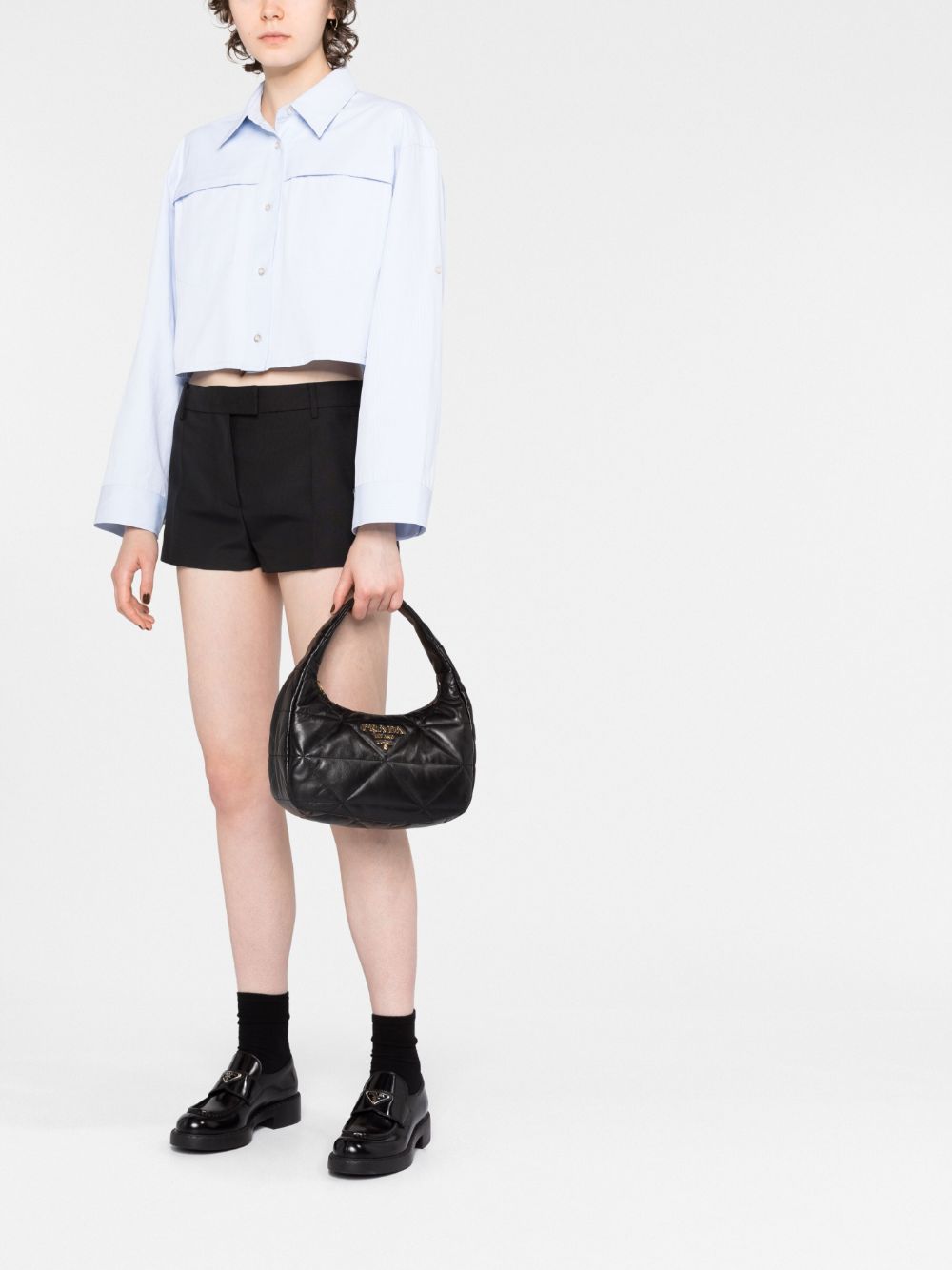 Pra*a logo-plaque quilted shoulder bag