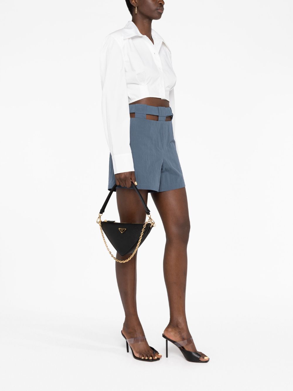 Pra*a triangle leather shoulder bag