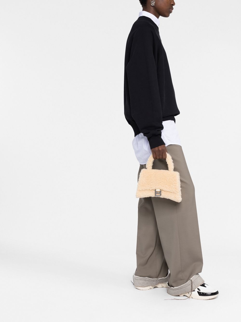 Ba*len*cia*ga small hourglass furry top-handle bag