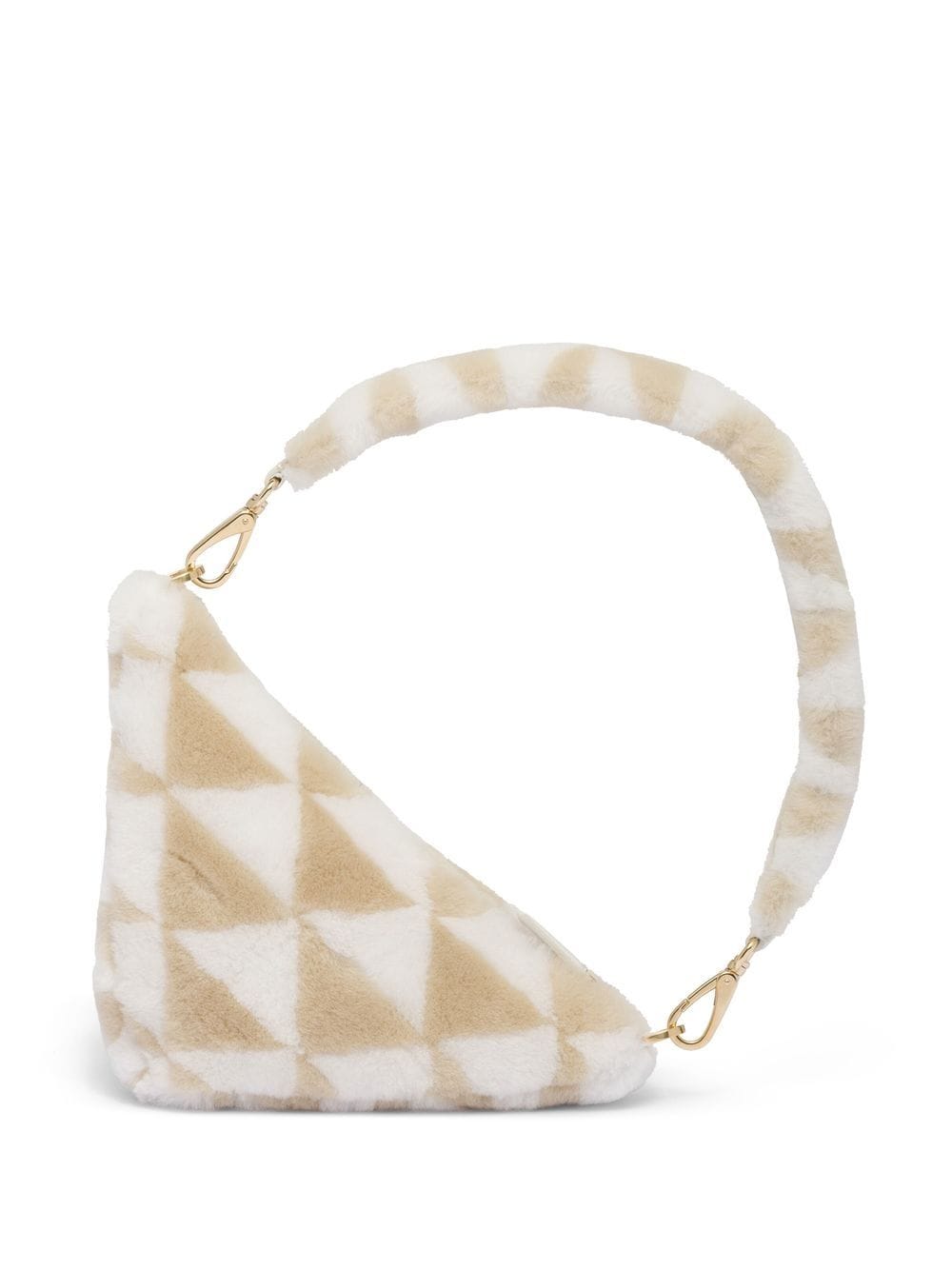 Pra*a mini triangle logo shearling shoulder bag
