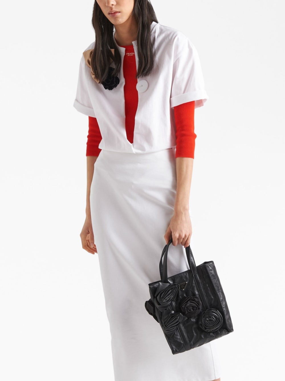 Pra*a mini floral-appliqué tote bag